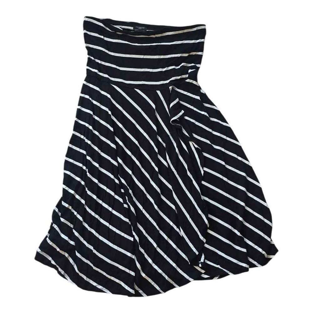 Ann Taylor Black White Stripe Strapless Dress Size S